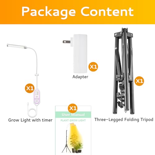 Secefeao Pflanzenlampen LED Vollspektrum, Pflanzenleuchte Pflanzenlicht mit Ständer Pflanzen LED Wachstumslampe für Pflanzen mit Zeitschaltuhr 3 Farbmodi 10 Lichtstärken (105 LEDs Stand)