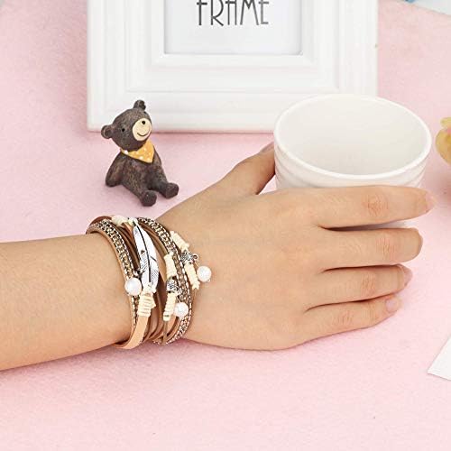 MILACOLATO 2Pcs Leather Wrap Cuff Bracelet Women Girls Multilayer Tree of Life Wristband Bracelet Magnetic Buckle Boho Bracelet Bangle Jewelry for Mother Friends