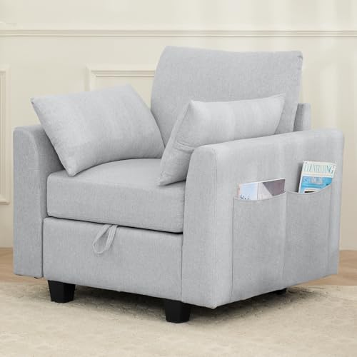 Winlice Convertible Armchair Sectional Sofa Couch, Linen