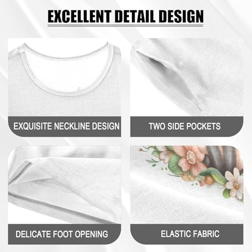 Fox Floral White Pajama Set Short Sleeve Pajamas Shorts Sets Cotton Soft Loungewear Sleepwear 5Y4