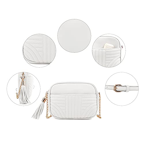 Image of EVVE Quilted Crossbody Bags for Women - Stylish Camera Bag with Tassel - Lightweight Medium Size Shoulder Purse