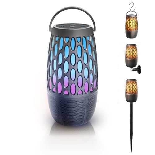 HUOLEME Outdoor Bluetooth Speaker with Flame Lights with IPX6 Waterpoof,10W HD Stereo Sound, Bluetooth 5.3 Led Flame Speaker,Gifts for Men Women, Decorations for Party Garden Patio