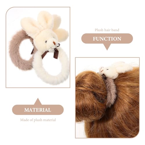 Frcolor 5201R33HVCZP12J 4Pcs Plush Bunny Rubber Band White Stuffed Bunny White Stand Stuffed Animal Bunny Rabbit Elastic Ties Girl Hair Scrunchies Elastic Plush Hair Ring Plush Ponytail Holder Hair Bands thumb #1