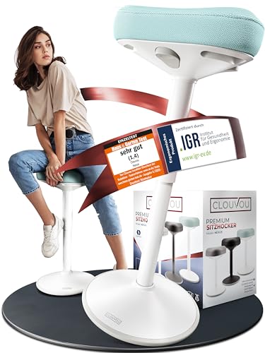 CLOUVOU Nexus Bürohocker ergonomisch [ORIGINAL] Stehhocker höhenverstellbar von 57cm bis 82cm - Ergonomischer Hocker Büro - Wackelhocker zur Stärkung des Rückens - Ergonomische Stehhilfe Büro
