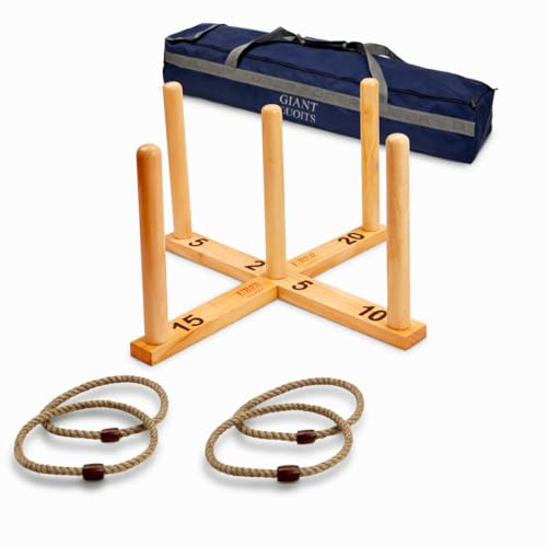 Jeu de lancer d'anneaux en bois écologique Ubergames XXXL avec sac chic