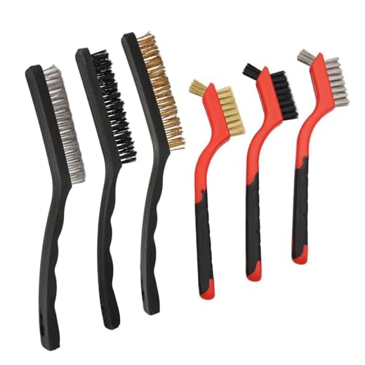 EXIN DEHCEN Set di Spazzole Metalliche, 6 Pezzi Spazzola Acciaio Ferro Inin Ottone Inox Metallica Nylon, Mini Wire Brush Set Spazzola di Ferro per la Pulizia di Scorie di Saldatura, Sporco e Ruggine