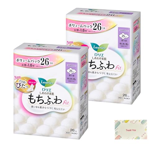 ロリエ しあわせ素肌 もちふわfit ボリュームパック 特に多い昼用25cm 羽つき 26個入 2個セット + Kunutonnオリジナルロゴ入りe おまけ付