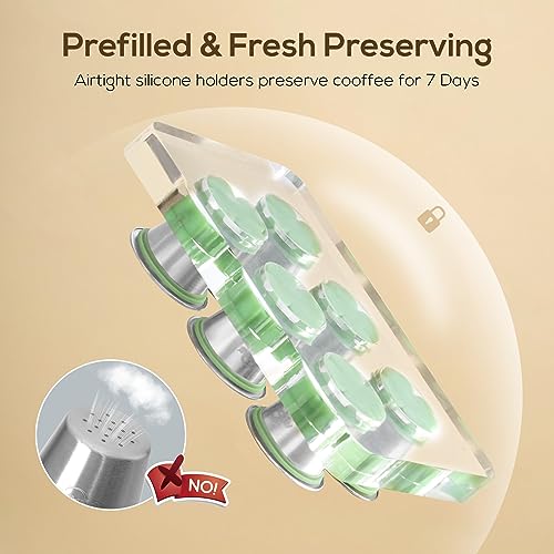 RECAPS Reusable Capsules for Nespresso OriginalLine, 6pcs Refillable Stainless Steel Coffee Pods Compatible with Nespresso Originaline Machine (6 Pods+120 Lids+ Acrylic Storage Tray) - Thumbnail 3