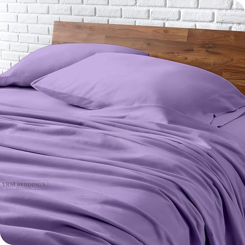 Image of YRM Bedding's 600TC Egyptian Cotton Bedsheet (66x90) with 1-Pillow Covers (18x28) | Oeko-Tex Certified Top Selling 100% Cotton Twin Size Bedsheet with Pillow Cover | Levender