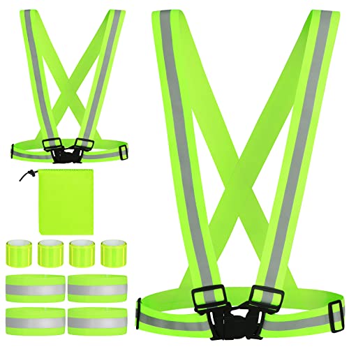eROOSY Réfléchissant Réglable Elastique Gilet, Elastique Gilet Réfléchissant de Sécurité, Bracelets de Sécurité Réfléchissant pour La Course, Le Vélo, La Moto Cover