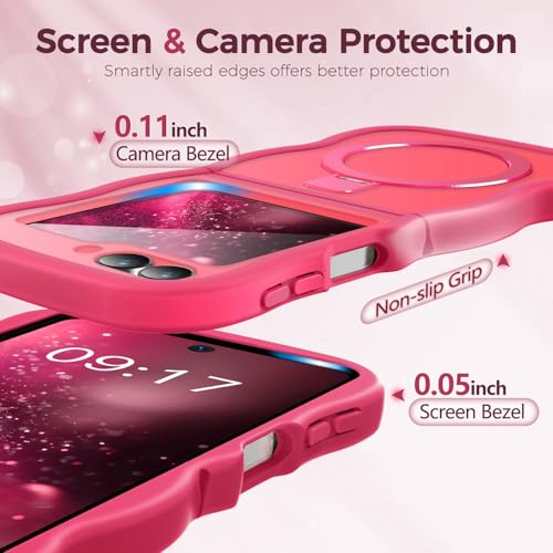 Image of Cute Wavy Magnetic Stand Case for Galaxy Z Flip 6 /5 Fit for MagSafe