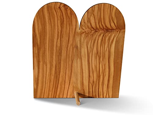 THE JERUSALEM GIFT SHOP SINCE 2004 Wooden Ten Commandments In Hebrew & English Handmade in Bethlehem and carved in Olive Wood - Size 6x5.5 Inch