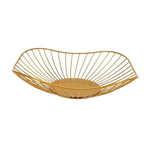 Hniuyun Gold Metal Wire Fruit Basket - Kitchen Counter Storage & Table Centerpiece for Fruits, Vegetables, Home Decor