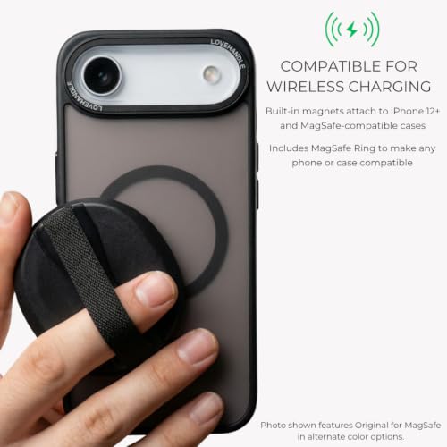 Image of LOVEHANDLE Universal Phone Grip for MagSafe - Removable Phone Holder Strap - Wireless Charging Friendly - Includes Metal Ring - Made in USA - Hello Kitty & Friends Balloons