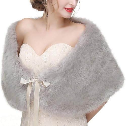 Écharpe fausse fourrure robe de mariée boléro mariage et d'événements