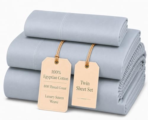 Image of Luxury Cotton Bed Sheets, 3 Piece Sateen Weave Twin Sheets - French Blue