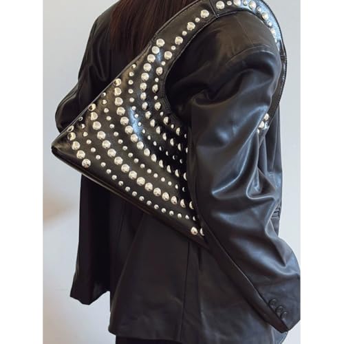 CUXVA Studded Purses Y2k Shoulder Bag 90s Punk Women Small Shouder Purse PU Leather Designer Handbags2