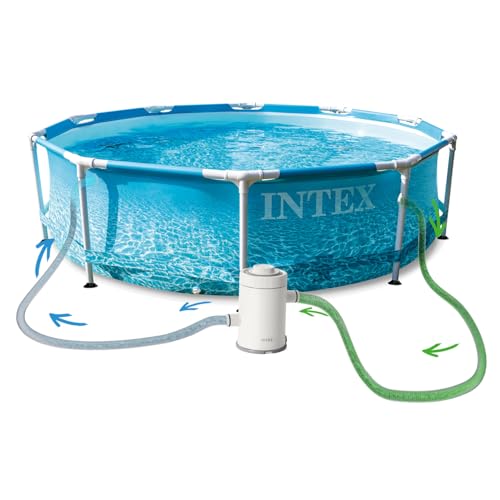 Intex 28208NP – Piscina Fuori Terra Metal Frame Beachside Rotonda, Pompa Filtro 1250 L/h, 4485 L, Acciaio e PVC, Multicolore, 305x76 cm - Immagine 4