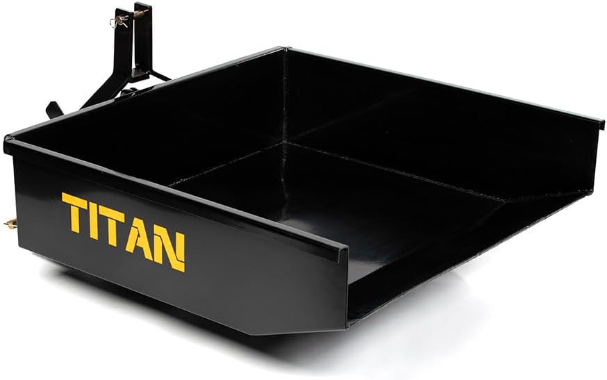 Titan Attachments 3 Point 10 Cu. FT Dump Box Fits Category 1 Tractors, Quick Hitch Compatible, Rear Transport Self-Dumping Hopper, Utility Carry-All Box for Material Handling