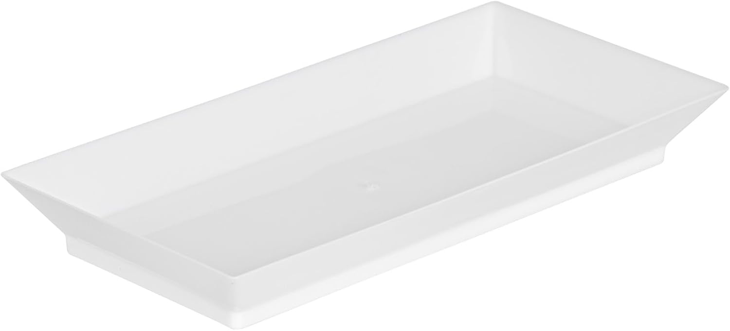 Restaurantware 5 x 2.5 Inch Mini Tasting Plates 100 Disposable Rectangle Plastic Plates - Durable Stylish White Plastic Hors D'oeuvre Serving Plates For Desserts Or Appetizers At Parties