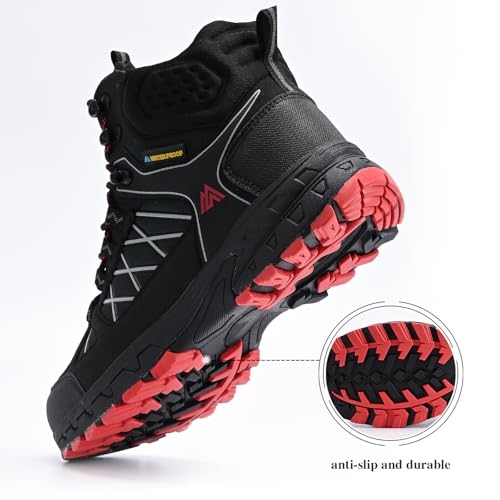 Queday Men's Hiking Boots Waterproof Outdoor Lightweight Trekking Shoes Ankle High Boots3