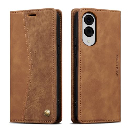 Étui Samsung Galaxy S25 Edge antichoc en cuir marron rétro idéal pour vos déplacements