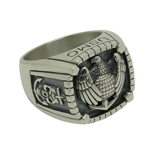 U.s. Marine Corps Eagle Soldier Military Sterling Silver 925 Skull Biker Mens Ring Usmc Usn #TOP6