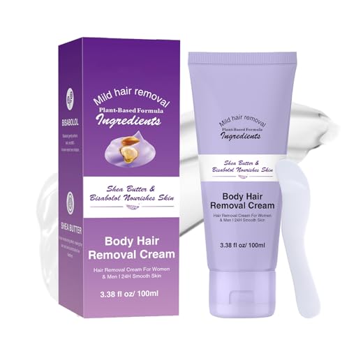 Body Hair Removal Cream with Spatula - Painless Hair Remover for Women & Men, Long-Lasting Smooth Skin, Gentle Neutral Formula for Sensitive Skin - Underarms, Legs, Bikini Area - 100ml