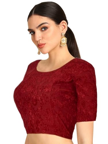 Image of Chandrakala Readymade Blouses for Women Sarees,Stretchable(B202-P)