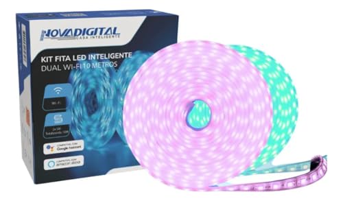 Kit Fita De Led Dual WI-FI Inteligente NovaDigital RGB 10Metros 5m + 5m Compativel Tuya Smart Life Alexa Google Smart