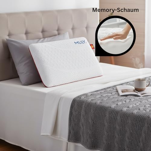 MLILY Ergonomiczna poduszka podpierająca kark, 60 x 40 x 12 cm, z pianki z pamięcią, przeciw bólom karku, ortopedyczna poduszka dla osób śpiących na boku i plecach, zdejmowana i nadająca się do prania