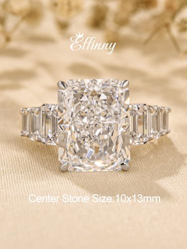 6.5ct Luxurious Crushed Ice Radiant Cut Engagement Ring,Big CZ Half Eternity 925 Sterling Silver Promise Ring for Wedding,Daily,Travel2