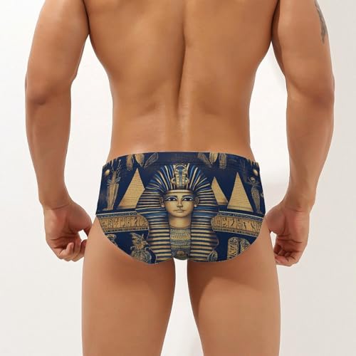 Egyptian Tradition Pattern Mens Swim Briefs Bikini Sexy Low Rise Trunks Swimsuit Bathing Suit Beach2
