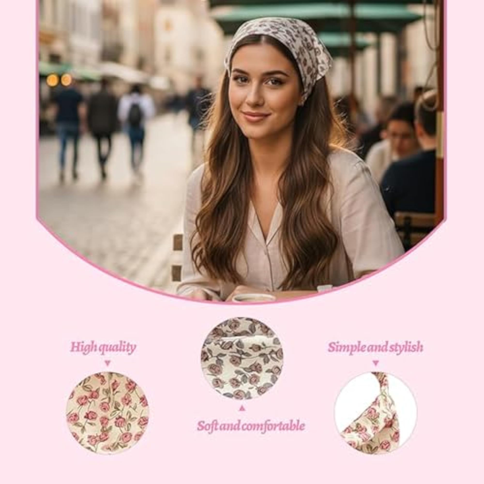 2pcs Floral Chiffon Headbands, Soft Boho Hair Accessories