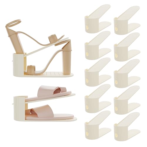 Miuhoemy Schuhstapler Weiß Doppelstöckig 10er Pack
