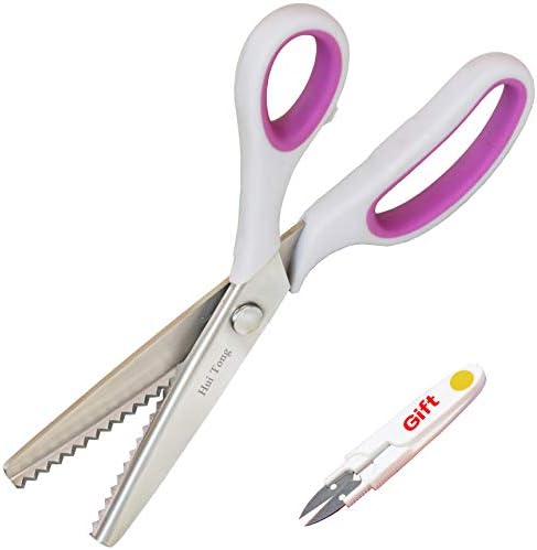 Hui Tong 9" Pinking Shears for Fabric, Fabric Scissors Soft and Non-Slip Handle Suitable for Right and Left-Handed