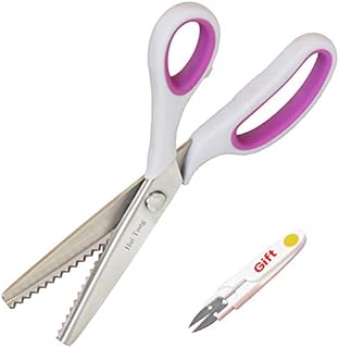 Hui Tong 9" Pinking Shears for Fabric, Fabric Scissors Soft and Non-Slip Handle Suitable for Right and Left-Handed