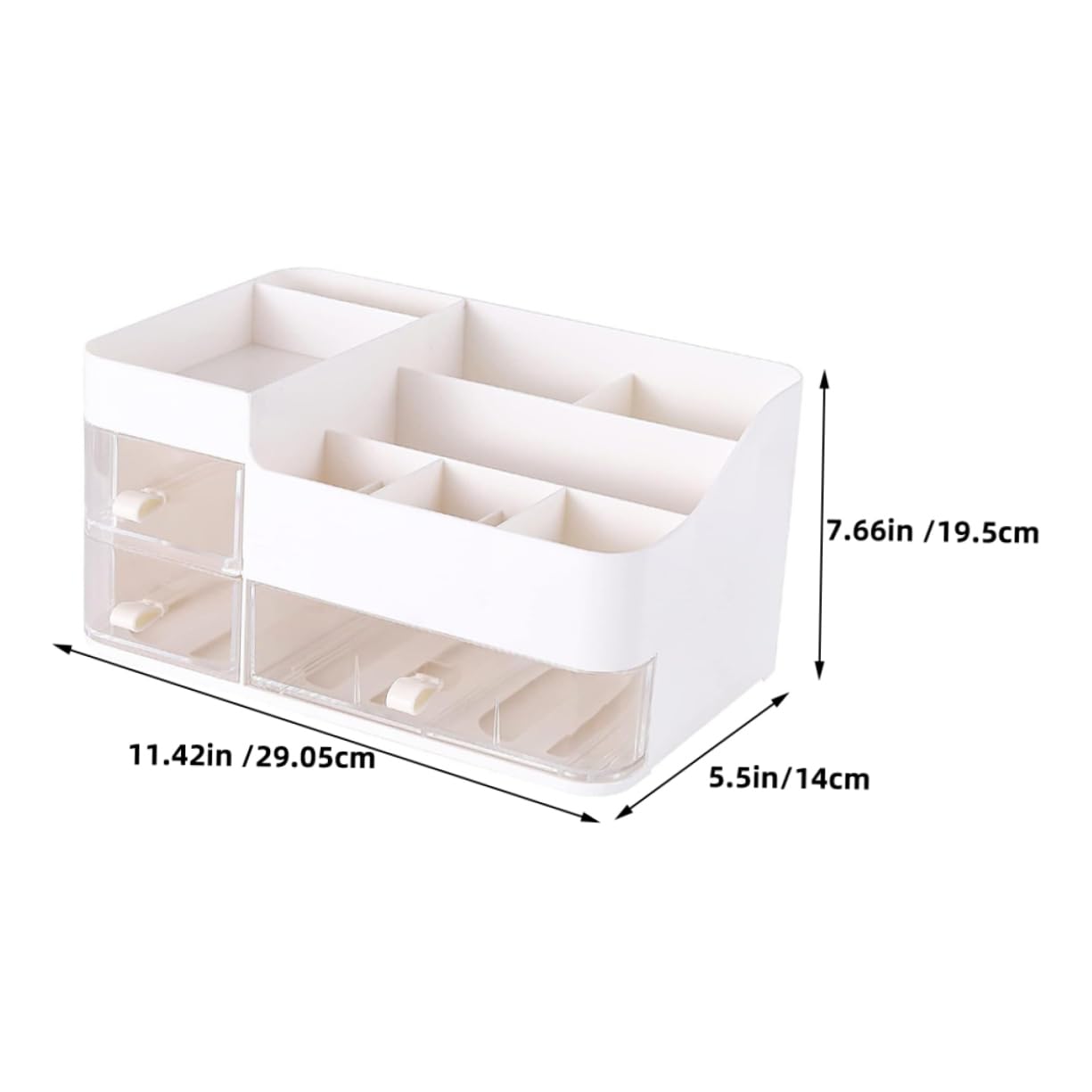 Organizzatore da Scrivania per Trucchi con Cassetti, Bianco | Plastica, Scomparti Comodi e Cassetti Trasparenti, per Cancelleria e Gioielli, Design Minimal Raffinato