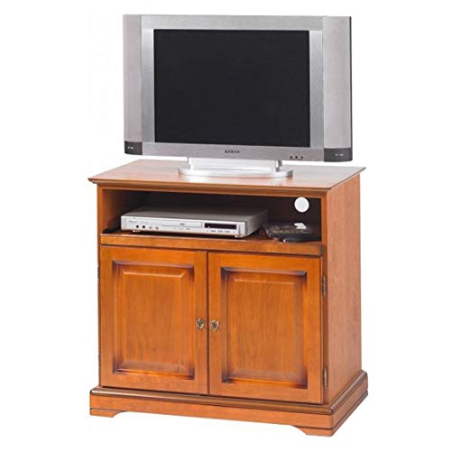 ACTUAL DIFFUSION Alsace Meuble TV Plateau Pivotant 2 Portes Louis Philippe, Bois, 46,5x82x77 cm