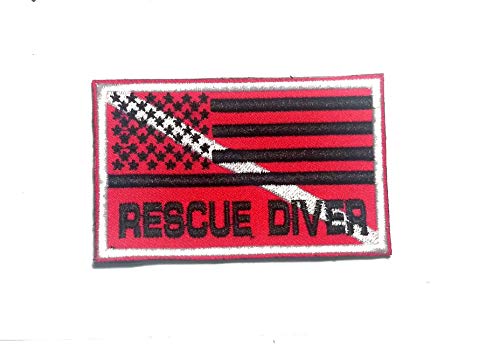 B64 USA American Flag Scuba Diving Diver Flag Rescue EMT Embroidered Morale Patch Hook Backing (B : Rescue Diver)