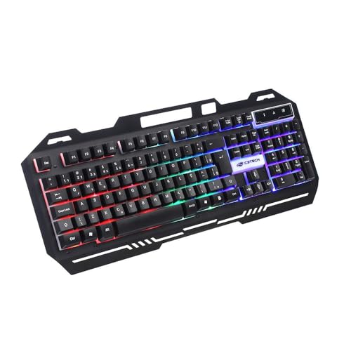 C3Tech - Teclado Gaming USB KG-40BK Preto Layout ABNT2 Anti-Ghosting com Iluminação de Led Multicolo