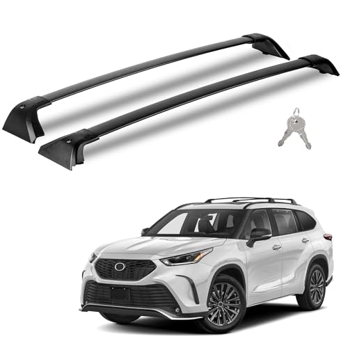 FLYCLE 260LBS Lockable Roof Rack Crossbars Compatible with 2020-2026 Toyota Highlander XLE Limited Platinum Hybrid Heavy Duty Aluminum Cross Bar Fit Luggage Luggage Kayaks Bicycles Snowboard