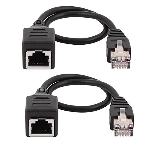 uxcell a15062500ux0191 2pcs Ethernet LAN Male to Female Network Cable RJ45 Extension Extender Cord 30cm Long (Pack of 2)