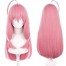 Pink Cosplay Wig Wigs Long Straight Hair with Bangs for Women Anime Cos Perfect for Halloween Party