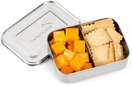 LunchBots Small Snack Packer Bento Box - Extra Small Divided Stainless Steel Snack Container - 2 Compartments for Fruits, Vegetables and Finger Foods - Dishwasher Safe – Stainless Lid - Thumbnail 2