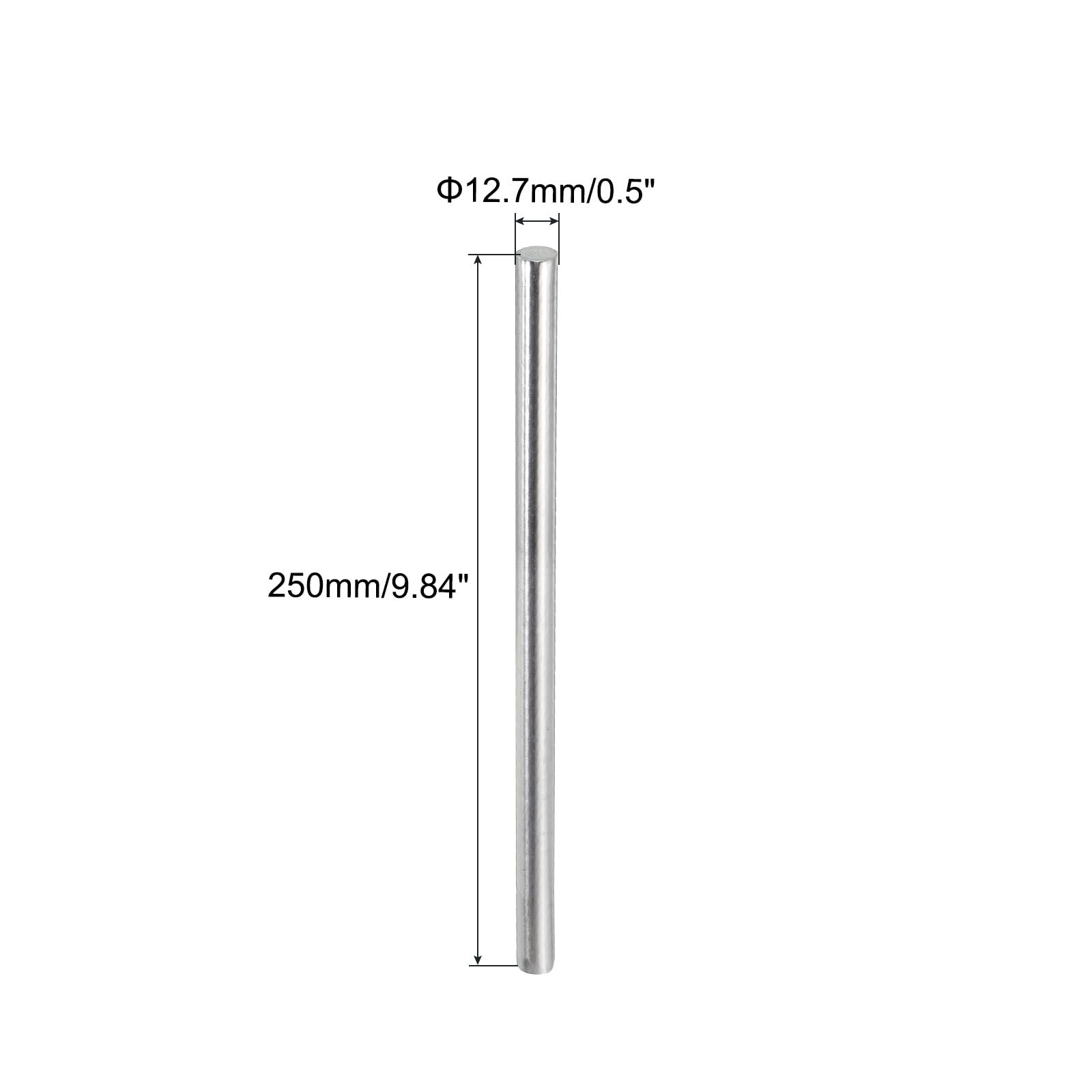 sourcing map 2 Stück 304 Metallstangen Garten, 12.7mm x 250mm Metallstäbe für DIY Handwerk, Motorrad, Deko, Garten