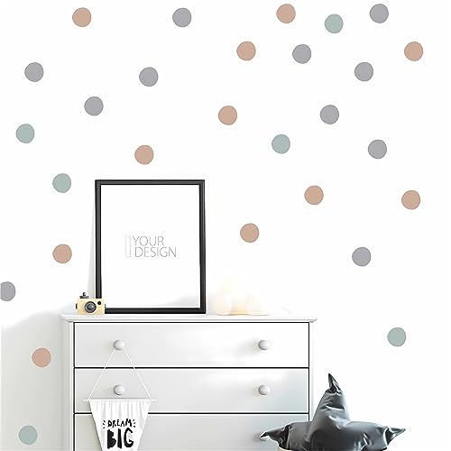 Adhesivo de Pared Vinilo Polka Dot Gris Marrón Malva 23.6x23.6 in miniatura 4