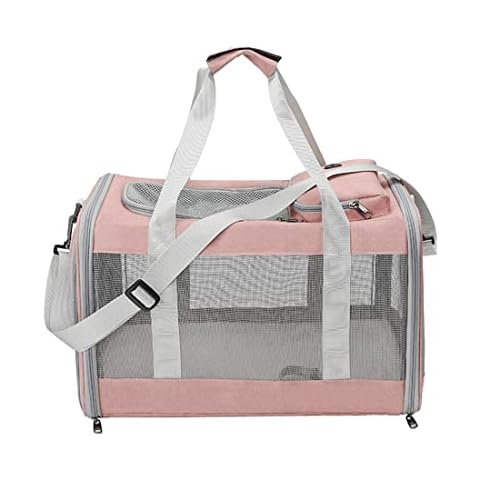 YUOCT Foldable Dog Fat Cat Pet Carrier Backpack, Hands-Free Pet Travel Rucksack up to 20lbs, Luggage Fixed Strap, Airline Approved, for Traveling, Hiking, Walking, Hospital, Outdoor, in Car (Pink) Cover
