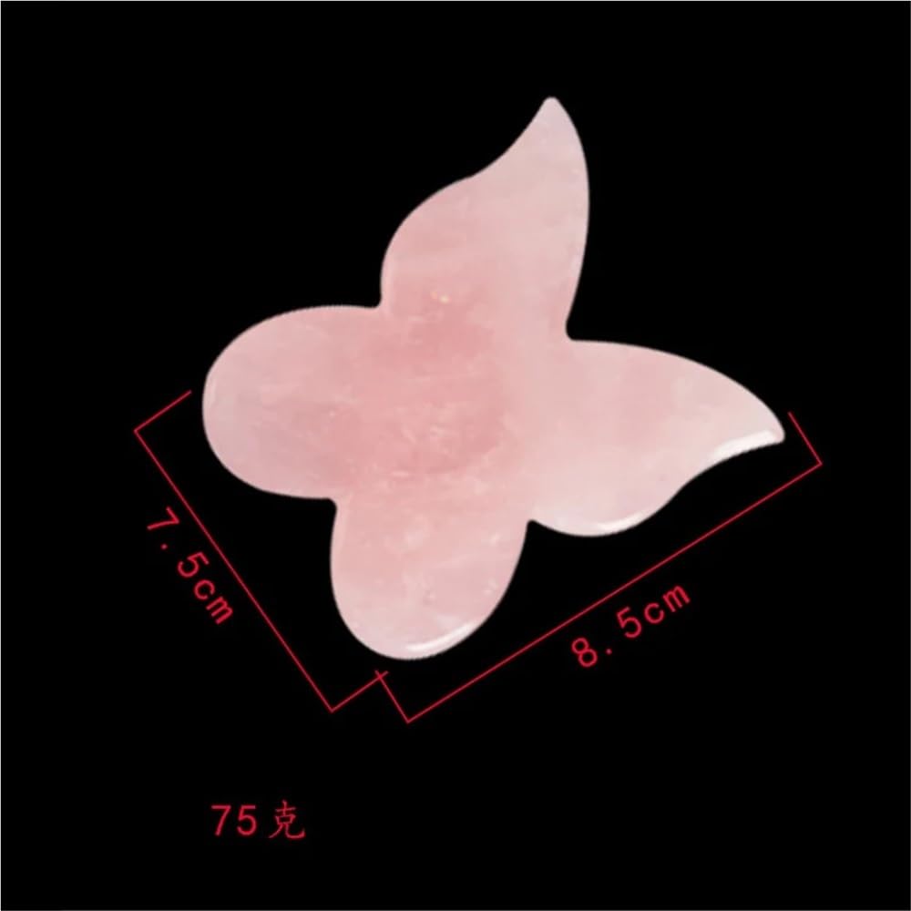 Raschietto for Gua Sha in Giada al Quarzo Rosa a Forma di Farfalla, for Massaggio del Corpo, pressoterapia, Lifting del Viso(White)