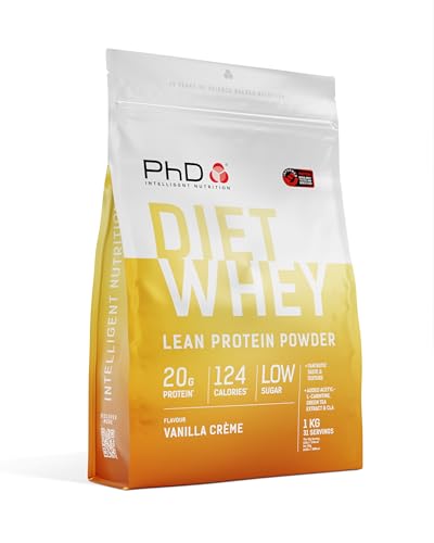 PhD Nutrition Diet Whey Protein Pulver 1kg Vanillecreme, Kalorienarmes High Protein Eiweißpulver zur Diät Unterstützung mit 16g Eiweiß pro Portion